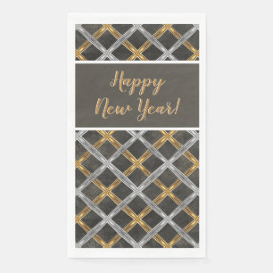 Gold, Silver, and Black Laced Pattern Paper Guest Towels