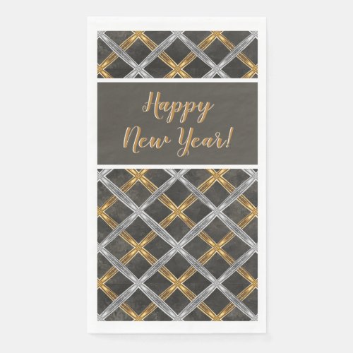 Gold Silver and Black Laced Pattern Paper Guest Towels