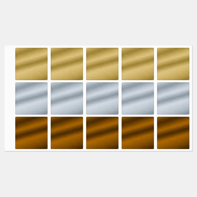 Gold Silver And Bronze Faux Brushed Metal Labels (Sheet)