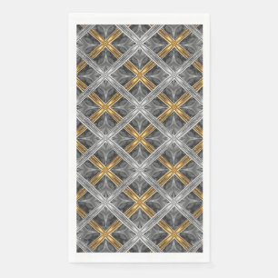 Gold, Silver, and Gray Laced Diamonds Pattern Paper Guest Towels