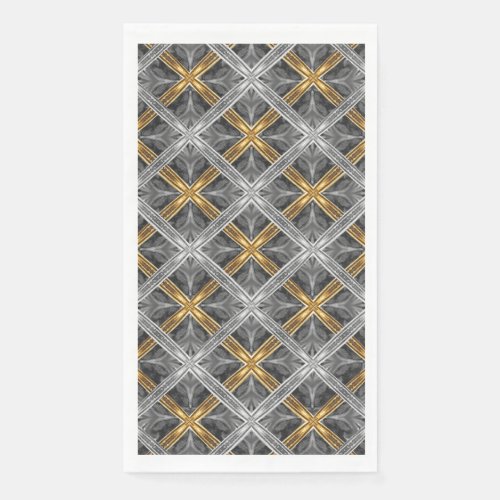 Gold Silver and Gray Laced Diamonds Pattern Paper Guest Towels