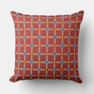 Gold Silver and Red Brown  Throw Pillow