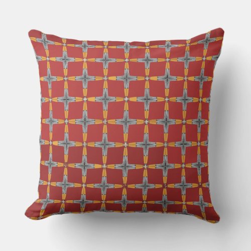 Gold Silver and Red Brown  Throw Pillow