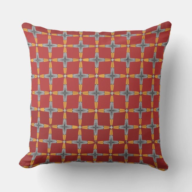 Gold Silver and Red Brown  Throw Pillow (Front)