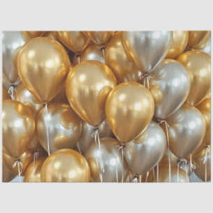 gold silver balloons tissue paper