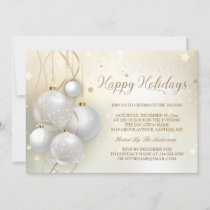 Gold Silver Baubles Stars Light Chic Holiday Party Invitation