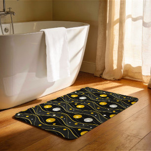 Gold Silver Black Art Deco Pattern Bath Mat