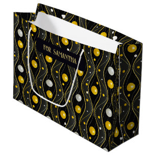 Gold Silver Black Art Deco Pattern Large Gift Bag