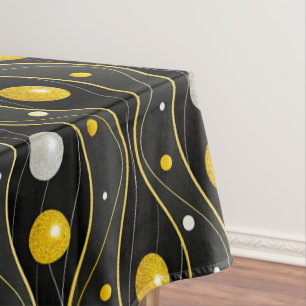 Gold Silver Black Art Deco Pattern Tablecloth