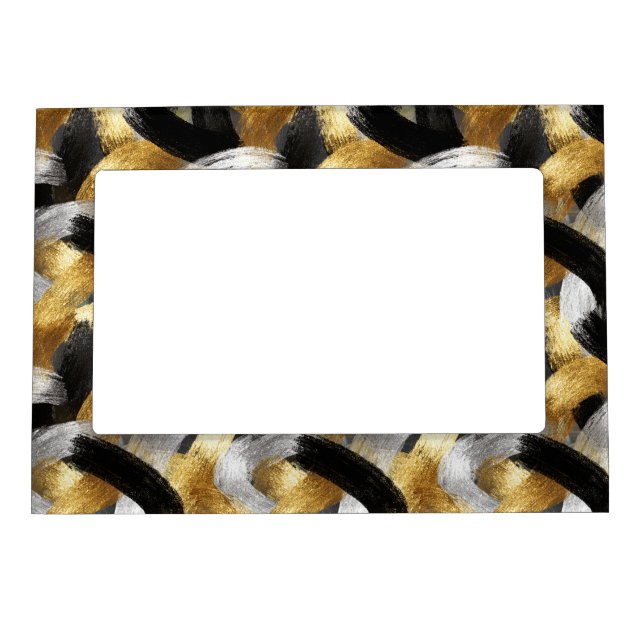 Gold Silver Black Christmas Celebration Magnetic Frame (Front)