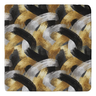 Gold Silver Black Christmas Celebration Trivet