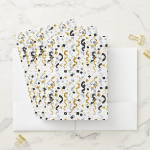 Gold Silver Black Confetti Pocket Folder