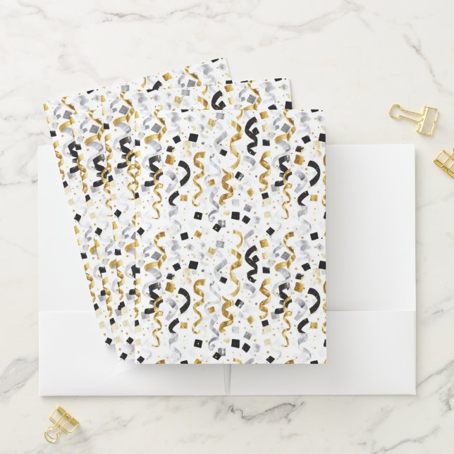 Gold Silver Black Confetti Pocket Folder (In Situ)