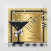 Gold Silver Black Martini Birthday Party Invitation (Front)