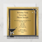 Gold Silver Black Martini Birthday Party Invitation (Back)