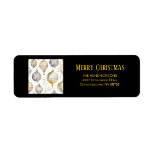 Gold Silver Black Ornaments Christmas Label