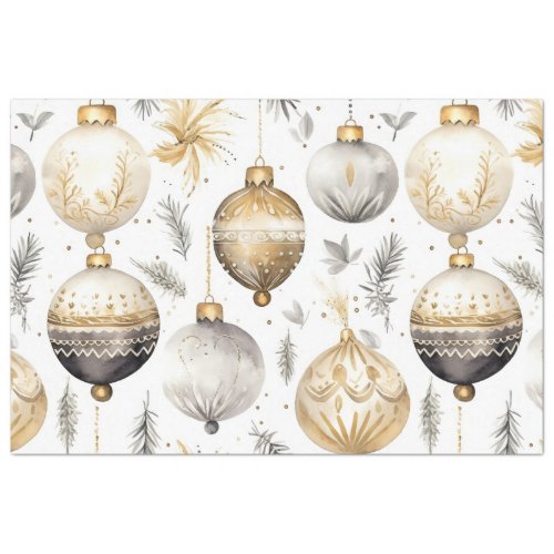 Gold Silver Black Vintage Christmas Ornaments Tissue Paper