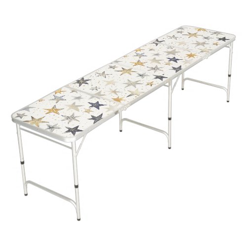 Gold Silver Blue Stars Beer Pong Table