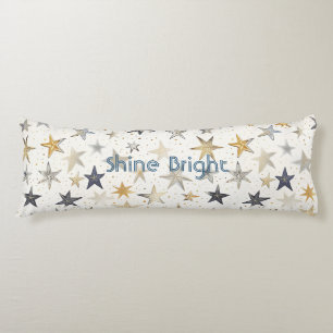 Gold Silver Blue Stars Body Pillow