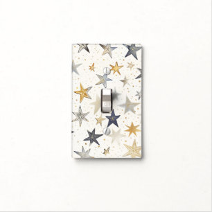 Gold Silver Blue Stars Light Switch Cover