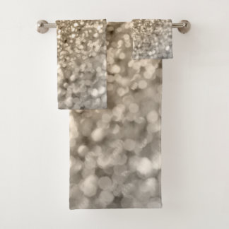 Gold Silver Bokeh Glitter #1 (Faux Glitter) #decor Bath Towel Set