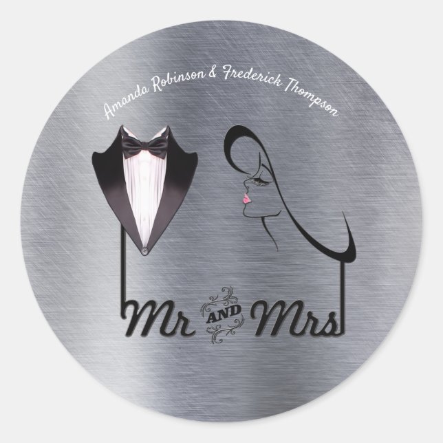 Gold, Silver - Brass Modern  Classic Round Sticker (Front)