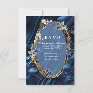 Gold, Silver - Brass Modern RSVP Card