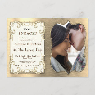 Gold-Silver-Brass Vintage Engagement Card