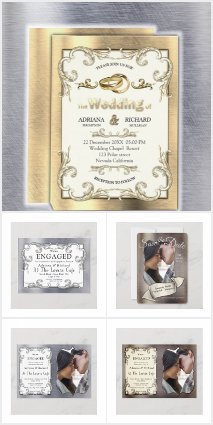 Gold, Silver & Brass Vintage Wedding Stationary