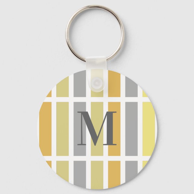 Gold Silver Bronze Metal Hues Monogram Keychain (Front)