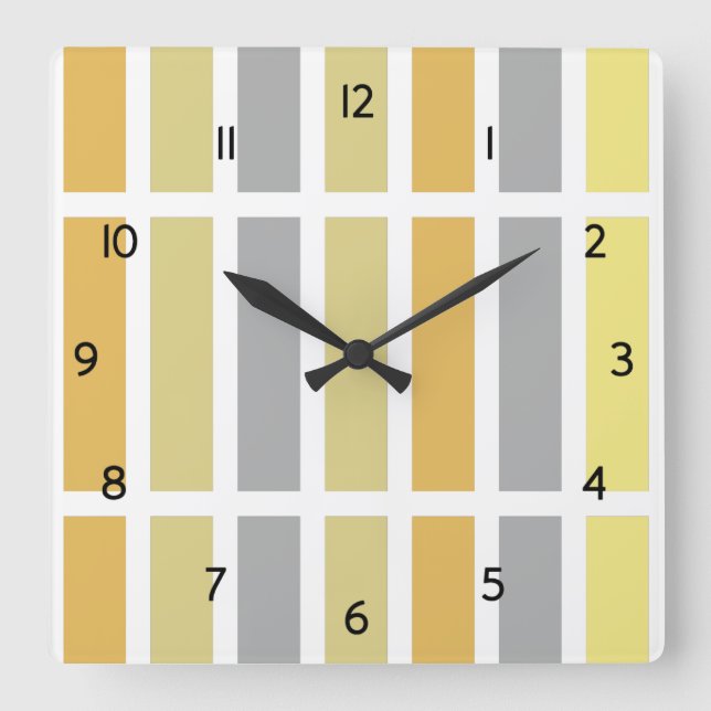 Gold Silver Bronze Metal Hues Square Wall Clock (Front)