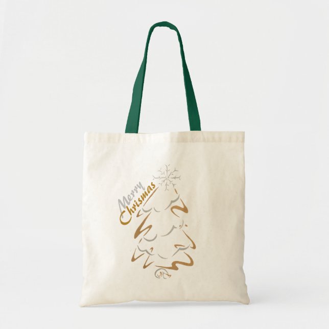 Gold & Silver Chrismas Tree Tote Bag (Front)