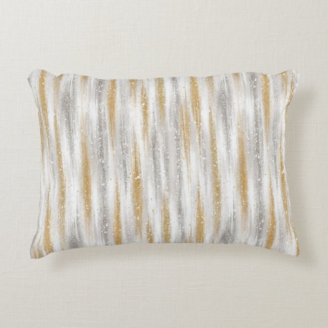 Gold Silver Christmas Celebration Accent Pillow (Front)