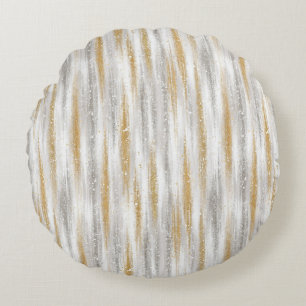 Gold Silver Christmas Celebration Round Pillow