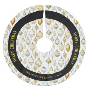 Gold Silver Christmas Ornaments Brushed Polyester Tree Skirt