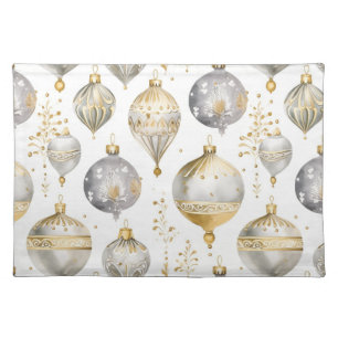 Gold Silver Christmas Ornaments Placemats