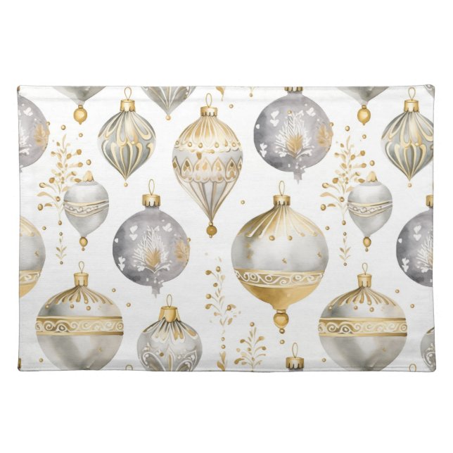 Gold Silver Christmas Ornaments Placemats (Front)