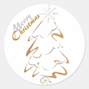 Gold & Silver Christmas Tree Classic Round Sticker