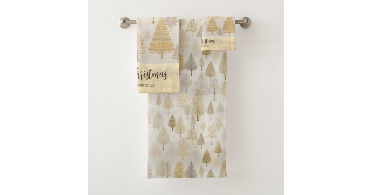 Gold Silver Christmas Trees Bath Towel Set Zazzle