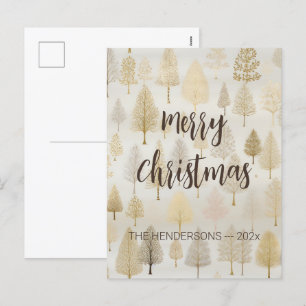 Gold Silver Christmas Trees Holiday Postcard