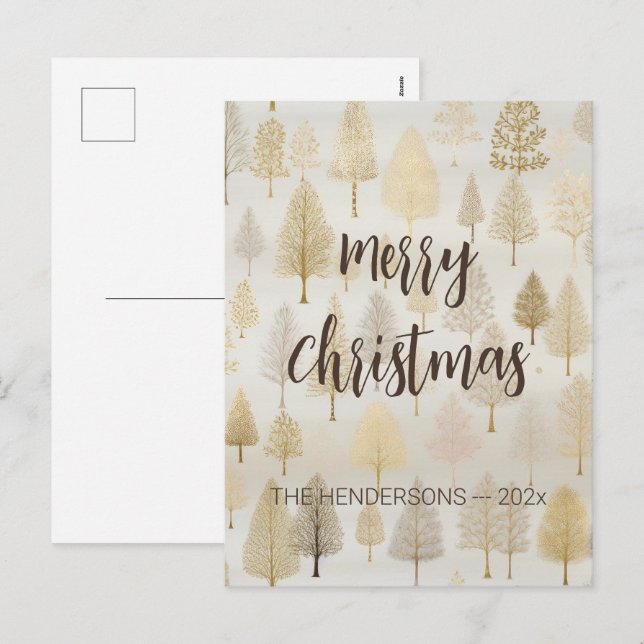 Gold Silver Christmas Trees Holiday Postcard (Front/Back)
