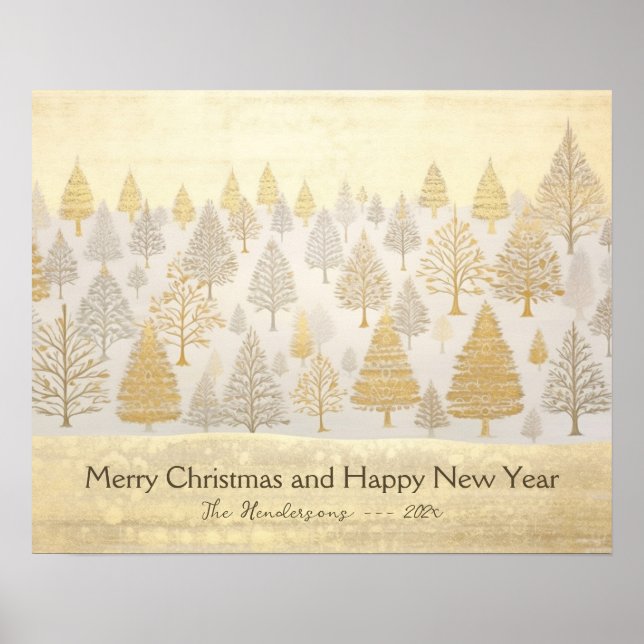 Gold Silver Christmas Trees Poster (Front)