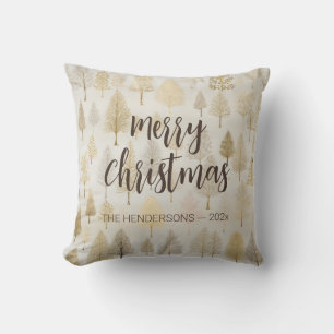 Gold Silver Christmas Trees Throw Pillow