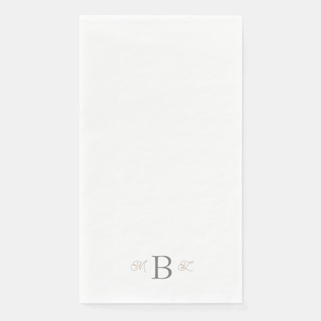 Gold & Silver Combo Font Monogram Wedding  Paper Guest Towels (Front)