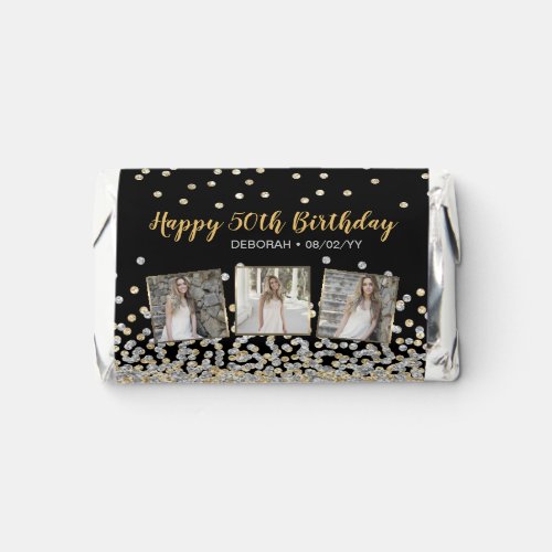 Gold Silver Confetti Photo Collage 50th Birthday Hersheys Miniatures