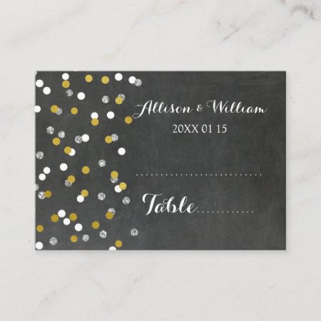 Gold Silver Confetti Table Place Setting Cards