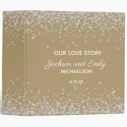 Gold Silver Confetti Wedding Scrapbook 3 Ring Binder