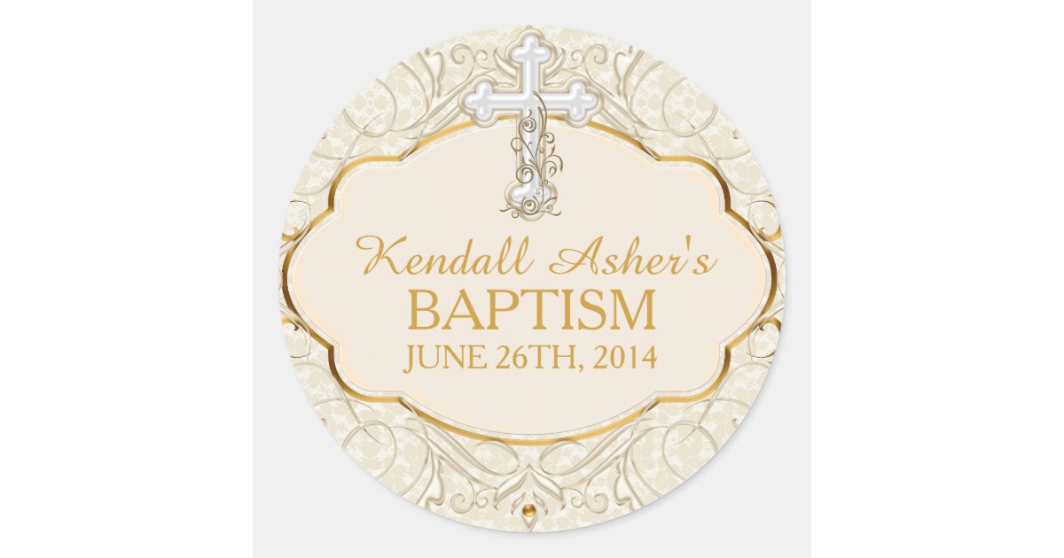 Gold & Silver Cross Baptism Christening Sticker Zazzle