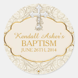 Gold & Silver Cross Baptism Christening Sticker