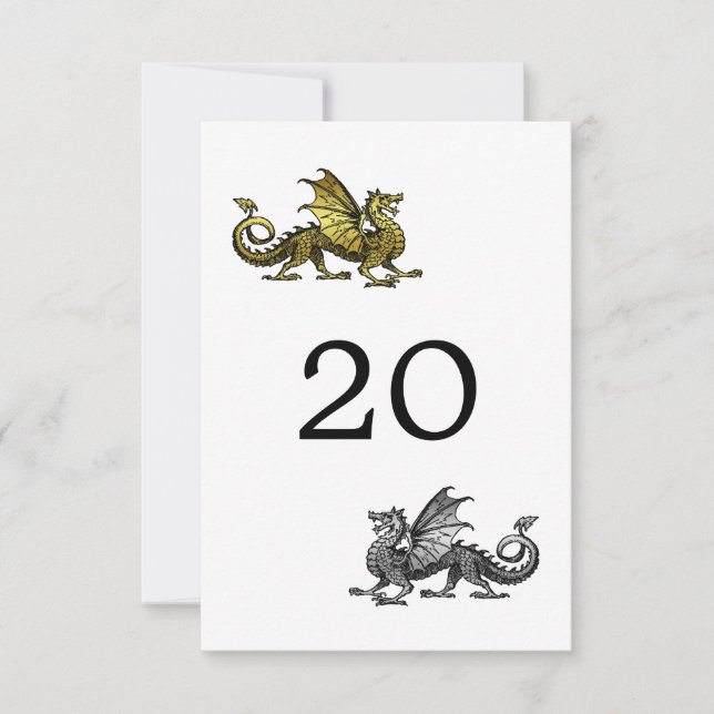 Gold Silver Dragon Wedding Table Card (Front)